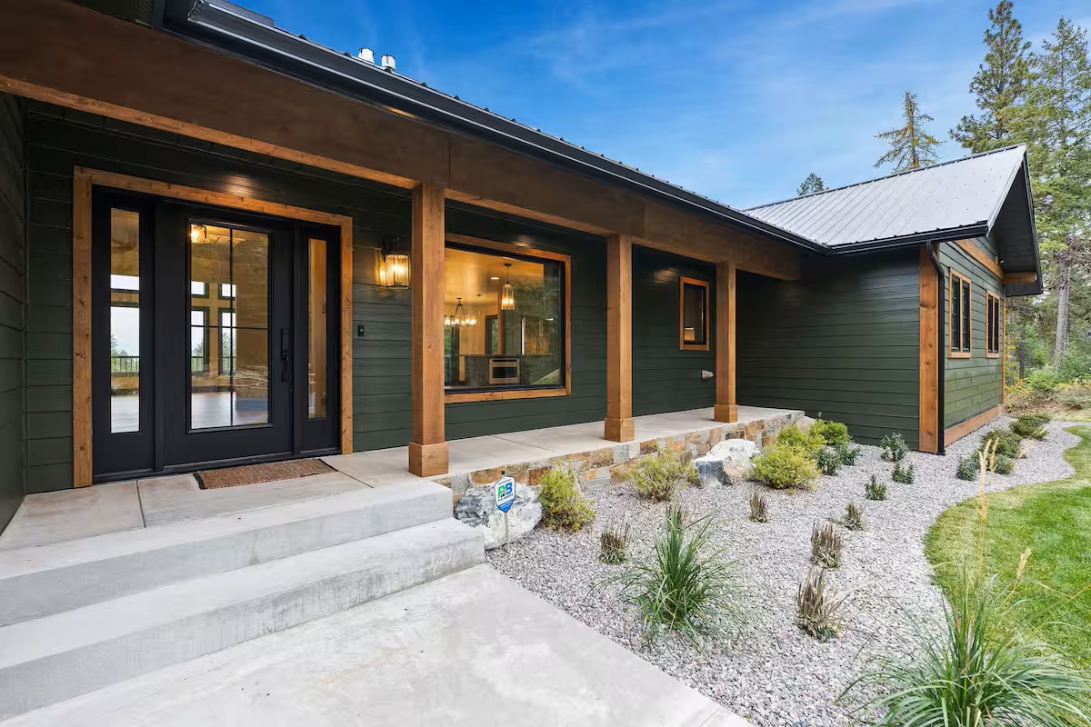 Front porch and entry of The Tamarack